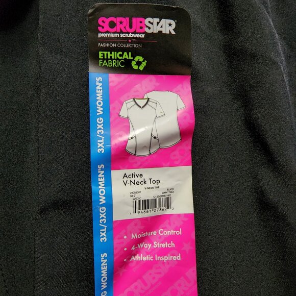 Scrubstar Womens Size 3XL Active Stretch Top V-Neck Two Pocket Scrub - Picture 3 of 9